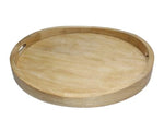 AMARY Mango Wood Round Serving Trays - Handmade & Multifunctional Tray for Serving Food and Drinks - Decorative Kitchen & Dining Table Tray, Easy to Grip and Carry (44cmx44cm)