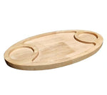 AMARY Rubber Wood Oval Serving Trays with Two Sauce Dip Spaces - Multifunctional Tray for Food & Drinks - Decorative Kitchen & Dining Table Tray | Ideal for All Purpose (35cmx20cm)