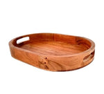 AMARY Sheesham Wood Oval Serving Trays - Multifunctional Tray for Food and Drinks - Decorative Kitchen & Dining Table Tray, Easy to Carry. Ideal for All Purpose (38cmx26cm)