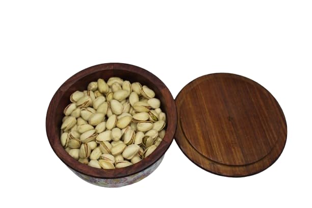 AMARY Sheesham Wood Box with lid Hand-Enameled for Kitchen| Serving Dry fruits, Store Jewellery |Kitchen Décor, Great Gift | Kitchen Organizer and Kitchen Storage | Handcrafted (16cmx8cm)