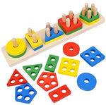 AMARY Wooden Geometric Sorting Blocks | Wooden Pegboard with Shapes and Colors for Geometric Pattern Recognition | Early Preschool Montessori Learning & Development Toys for Childrens (Multicolor)