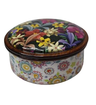 AMARY Sheesham Wood Box with lid Hand-Enameled for Kitchen| Serving Dry fruits, Store Jewellery |Kitchen Décor, Great Gift | Kitchen Organizer and Kitchen Storage | Handcrafted (16cmx8cm)