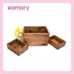 AMARY Sheesham Wood Storage Box Set of 3, Storage in Kitchen, Dining Table, Study Table, Cloth organizer | Home Décor |Handcrafted in India(23x15x13.5 cm)