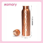 AMARY Pure Copper Bottle Matt Hammered | Jointless, Advanced Leakproof and BPA Free| Ayurvedic Health Benefits, Enhance Immunity | Ideal for Travel, Office, Gym, Yoga, Home, Kitchen| (1L, Pack of 1)