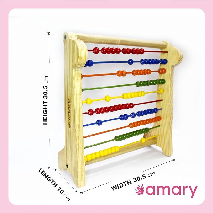 AMARY Wooden Counting Game | Abacus for Kids | Baic Maths Learning | for Early Learning, Preschool Montessori Education & Developmental Growth in Kids | Handcrafted in India. (Pack of 1, Multicolor)