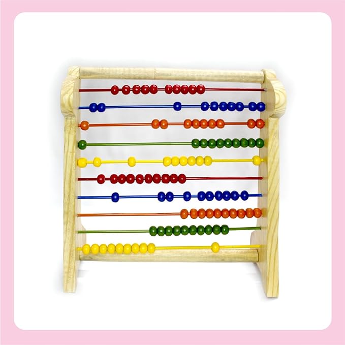 AMARY Wooden Counting Game | Abacus for Kids | Baic Maths Learning | for Early Learning, Preschool Montessori Education & Developmental Growth in Kids | Handcrafted in India. (Pack of 1, Multicolor)