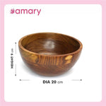 AMARY Sheesham Wood Serving Bowl is Perfect for Salads, Vegetables, Fruits, and Popcorn. It's Friendly and Stackable | Kitchen décor and Great Gift (20cm)