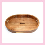 AMARY Sheesham Wood Oval Serving Trays - Multifunctional Tray for Food and Drinks - Decorative Kitchen & Dining Table Tray, Easy to Carry. Ideal for All Purpose (38cmx26cm)