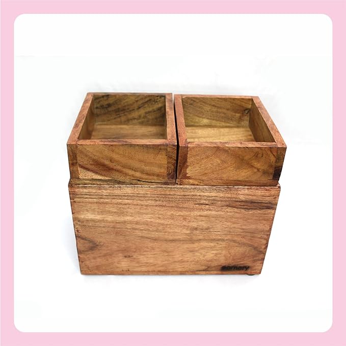 AMARY Sheesham Wood Storage Box Set of 3, Storage in Kitchen, Dining Table, Study Table, Cloth organizer | Home Décor |Handcrafted in India(23x15x13.5 cm)