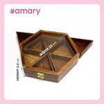 AMARY Sheesham Wooden Spice Box Sets with detachable 6 Containers & Spoon - Perfect for spice/masalabox/Dry fruits/kitchen/Decorative handmade organizer