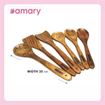 AMARY Sheesham Wood Cooking Spoon Set, Kitchen Utensils, Frying Spoon Ladles & Turning Spatula & Nonstick Spoon Set for Cooking| Kitchen Tools | Handcrafted in India | Set of 6 (35cm)