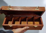 AMARY Handcrafted Sheesham Wooden Spice Box Sets with 5 Compartments & Spoon - Perfect for spice/masalabox/Dry fruits/kitchen/Decorative handmade organizer. Solid wood.