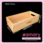 AMARY Pine Wood Multipurpose Storage and Serving Tray for Kitchen| Kitchen Décor, Table Décor, Tray for Storage, Great Gift | Ecofriendly Organizer | Handcrafted in India (30.5cmx15cmx8cm)