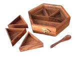 AMARY Sheesham Wooden Spice Box Sets with detachable 6 Containers & Spoon - Perfect for spice/masalabox/Dry fruits/kitchen/Decorative handmade organizer