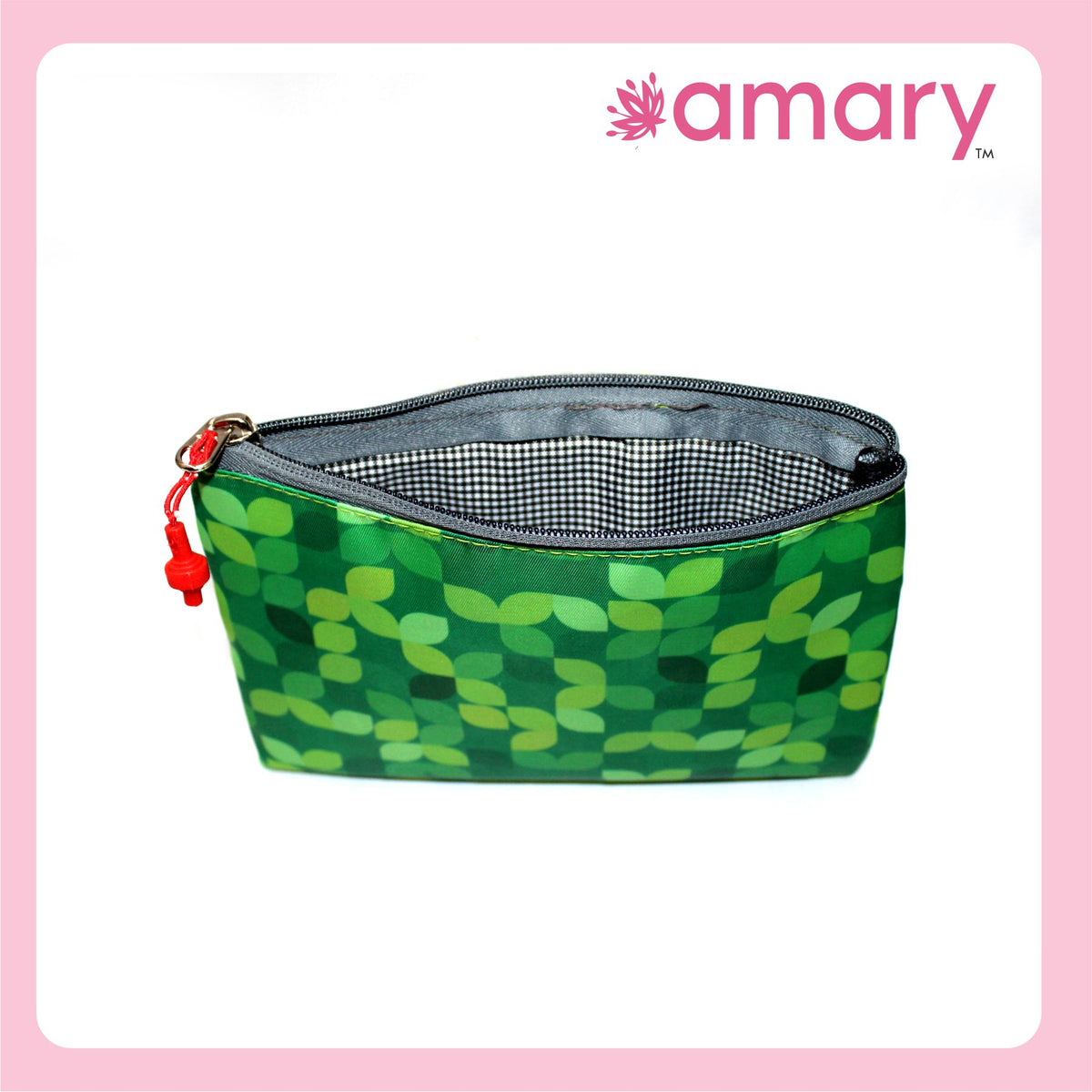 Amary Multifunctional Pouch |Matty Fabric Lightweight | 1 Zipper Compartments | Suitable for Work, School, College | Perfect for Daily use for Organizer, Pencil, Makeup, Mobile| Green