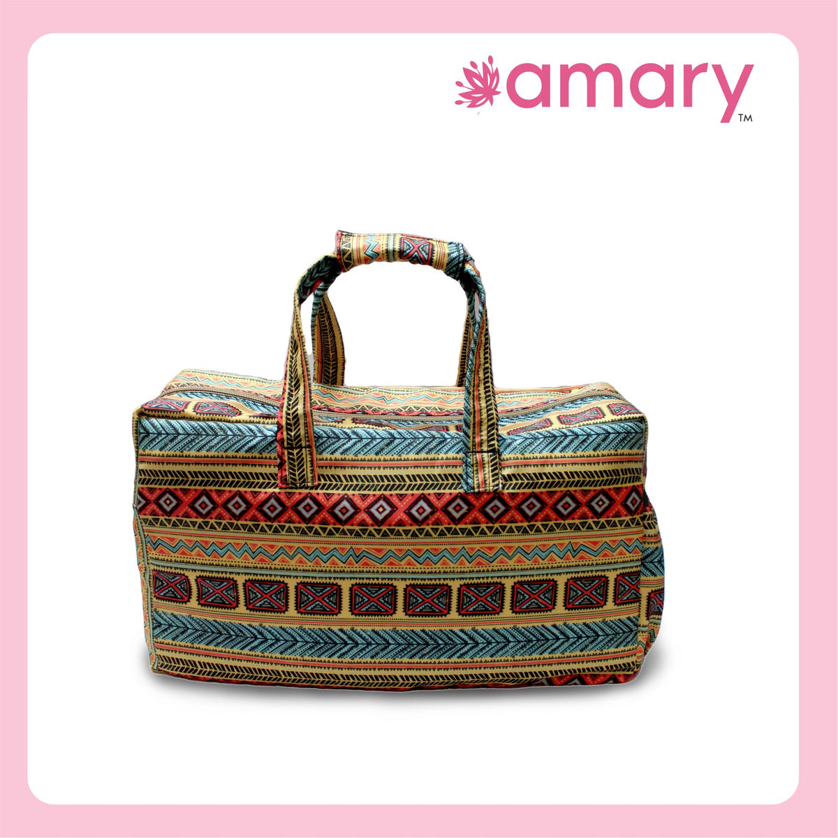 Amary Women’s Travel Bag |Matty Fabric Printed in a blend of Cotton & Polyester for a Lightweight Feel| Foldable, Portable & Stylist |Duffle Bag for Travelling, Shopping, Luggage, Organizer