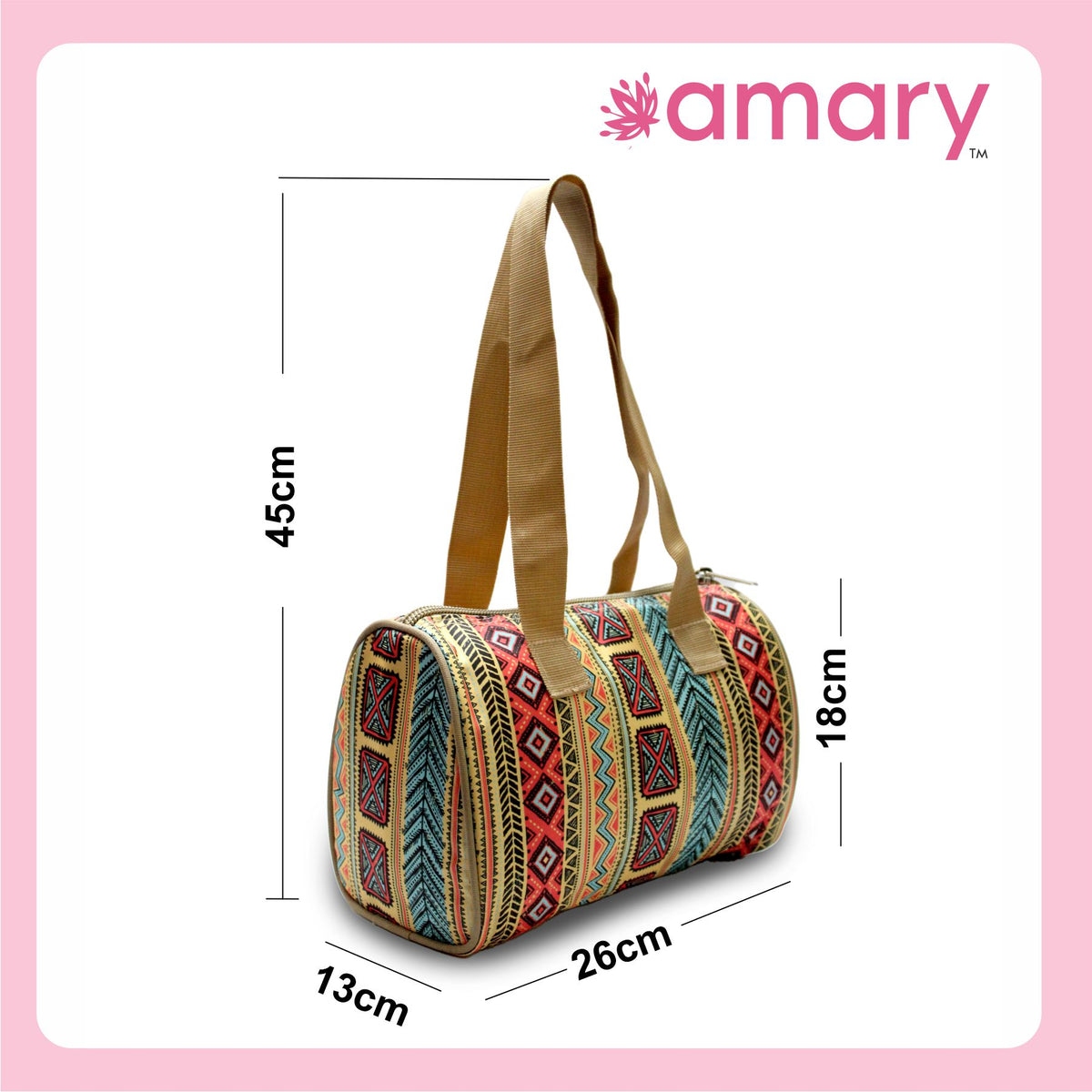 Amary Women’s Handbag |Matty Fabric Printed in a blend of Cotton & Polyester for a Lightweight Feel| Shoulder Bag for Office & Regular Use