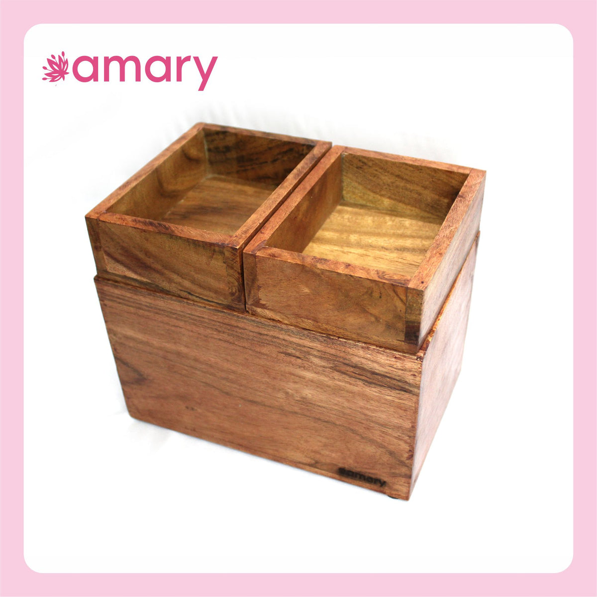 Amary Sheesham Wood Storage Box Set of 3, Storage in Kitchen, Dining Table, Study Table, Cloth organizer | Home Décor |Handcrafted in India