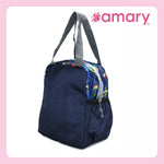 AMARY Lunch Bag with Front Pockets & Bottle Holder | Sturdy Light Weight Special Material | Water Repellent | Spacious Tiffin Bag, Lunch Bag, Bag for All Purpose Needs (Giraffe, Navy Blue)