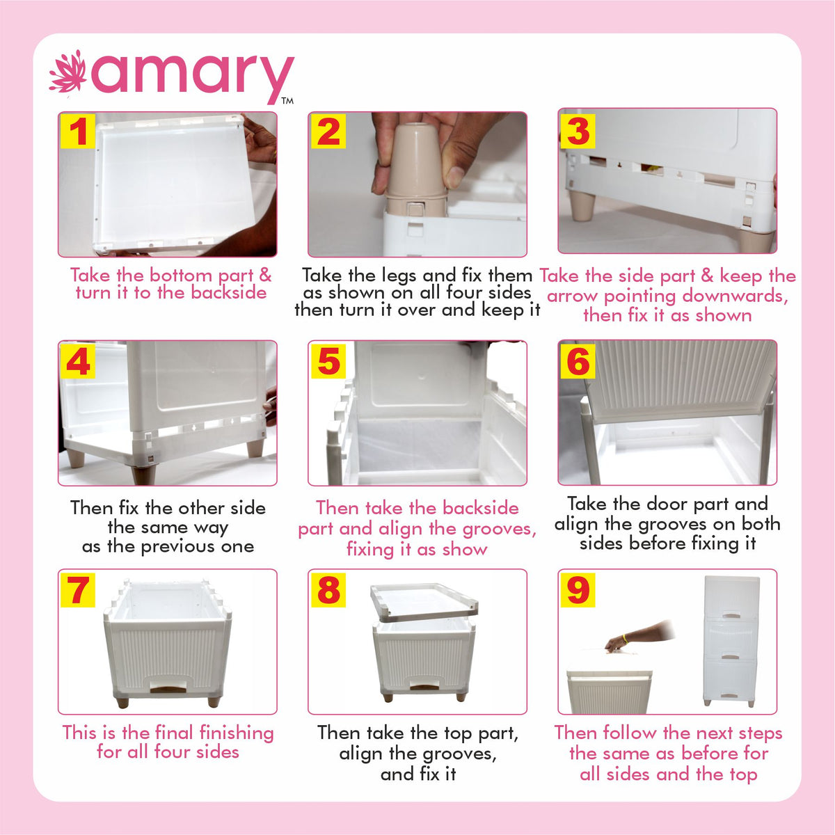 AMARY Cupboard Drawer Storage Box | Versatile Organizer for Clothes, Toys, and More | Storage Solutions (White Plastic, 3 Layer)