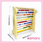 Amary Wooden Counting Game| Abacus for Kids - Math Teaching Tool made of Wooden Beads and Rack and developmental growth in kids, toddlers, boys, and girls. Handcrafted in India. (Pack of 1, Multicolor)