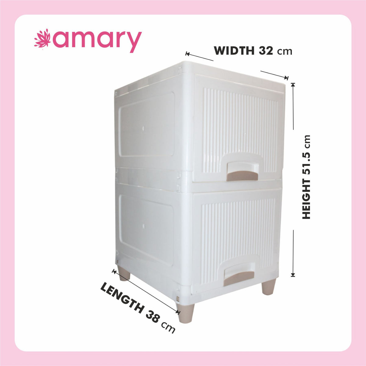 AMARY Cupboard Drawer Storage Box | Versatile Organizer for Clothes, Toys, and More | Storage Solutions (White Plastic, 2 Layer)