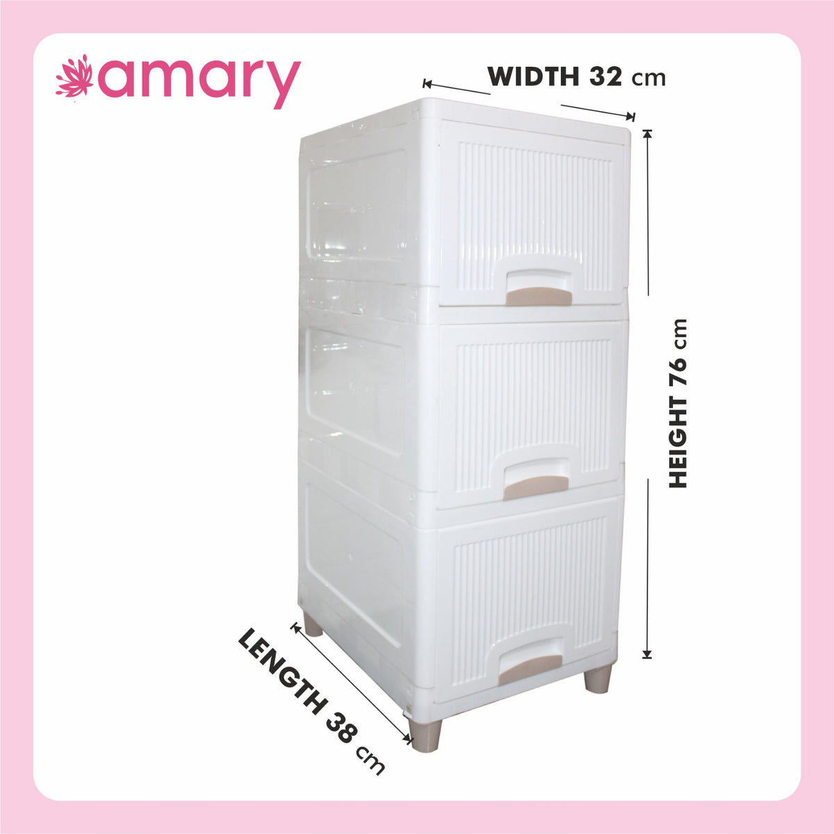 AMARY Cupboard Drawer Storage Box | Versatile Organizer for Clothes, Toys, and More | Storage Solutions (White Plastic, 3 Layer)