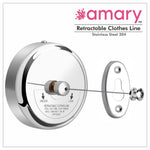 Amary Stainless Steel Wall Mounted Adjustable Retractable Clothesline - Lockable Hanging Washing Line for Indoor and Outdoor Use (Pack of 1)