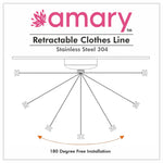 Amary Stainless Steel Wall Mounted Adjustable Retractable Clothesline - Lockable Hanging Washing Line for Indoor and Outdoor Use (Pack of 1)